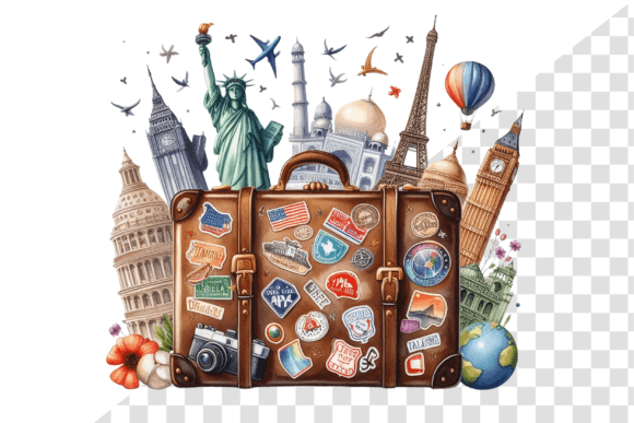 Download TravelSticker Vintage Suitcase Clipart - Travel Collection