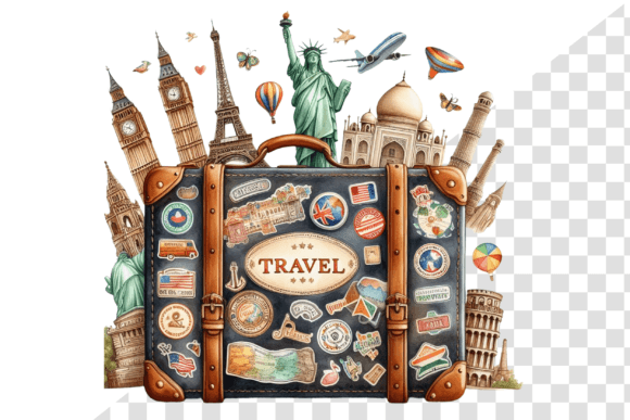 Download TravelSticker Vintage Suitcase Clipart - Travel Collection