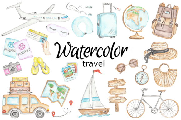 Download Travel Watercolor Clipart - Travel Collection