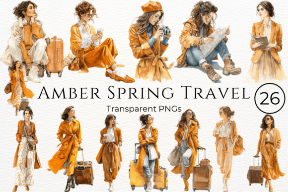 Download Amber Spring Travel Watercolor Clipart - Travel Collection