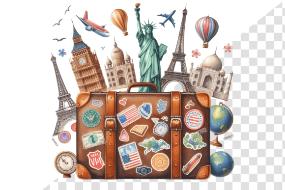 Download TravelSticker Vintage Suitcase Clipart - Travel Collection