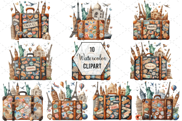 Download TravelSticker Vintage Suitcase Clipart - Travel Collection