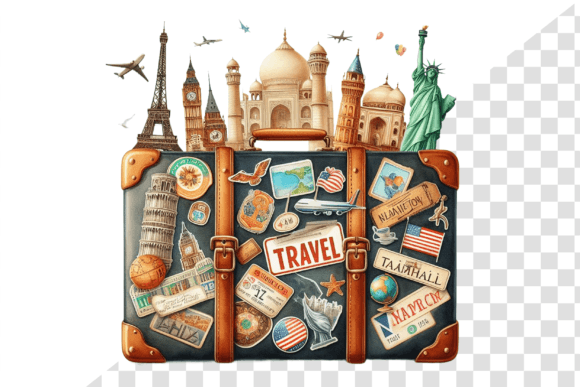 Download TravelSticker Vintage Suitcase Clipart - Travel Collection