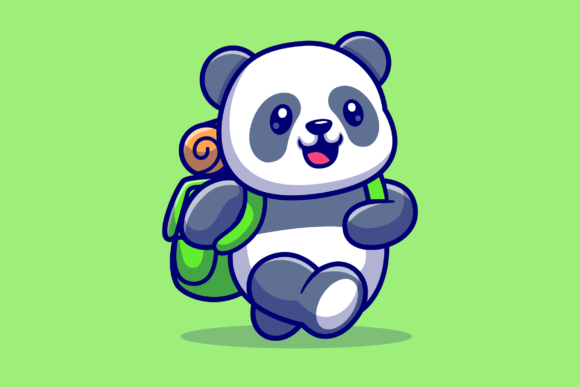 Download Cute Panda Traveling with Backpack - Travel Collection