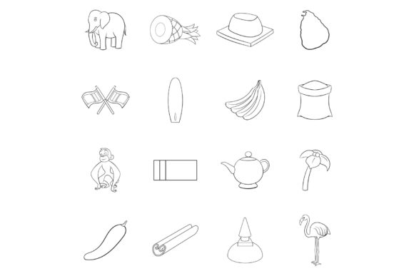 Download Sri Lanka Travel Icon Set Outline - Travel Collection