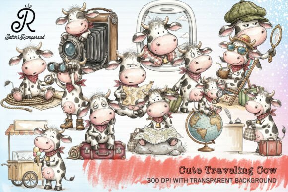Download Cute Traveling Cow Clipart - Travel Collection