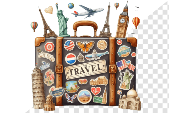 Download TravelSticker Vintage Suitcase Clipart - Travel Collection