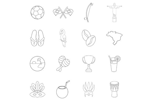 Download Brazil Travel Icon Set Outline - Travel Collection