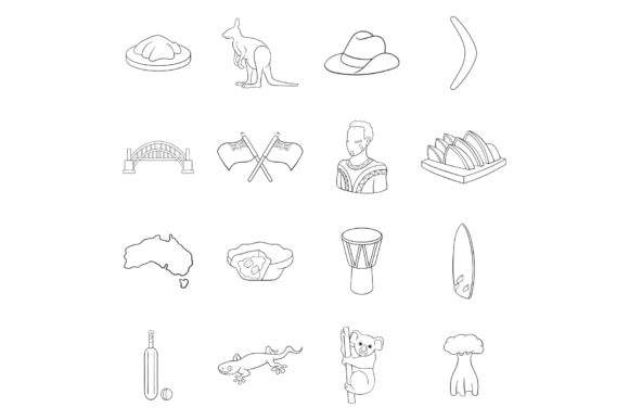 Download Australia Travel Icon Set Outline - Travel Collection