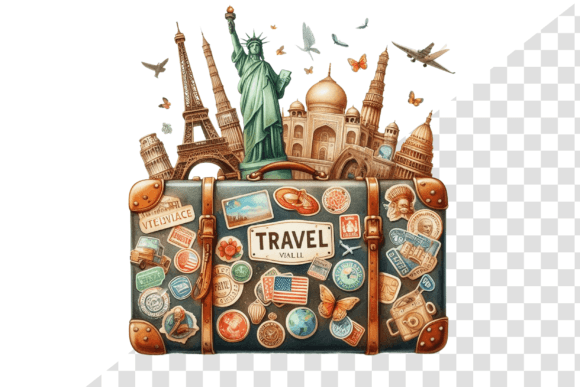 Download TravelSticker Vintage Suitcase Clipart - Travel Collection