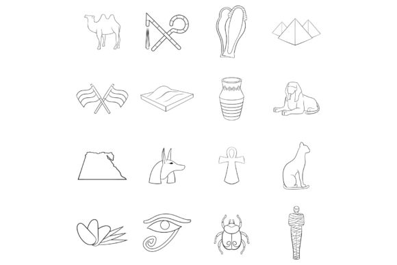 Download Egypt Travel Icon Set Outline - Travel Collection