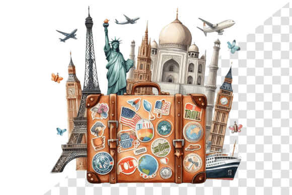 Download TravelSticker Vintage Suitcase Clipart - Travel Collection