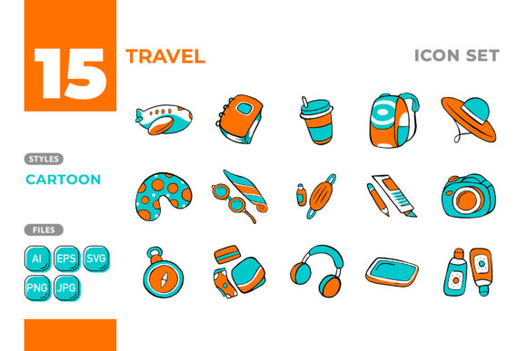 Download Travel Icon Set (Cartoon Style) #01 - Travel Collection