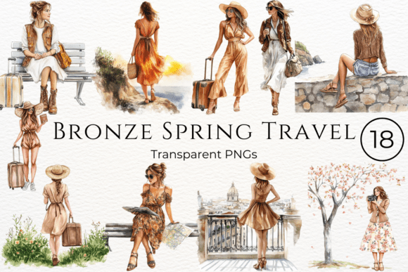 Download Bronze Spring Travel Watercolor Cliparts - Travel Collection
