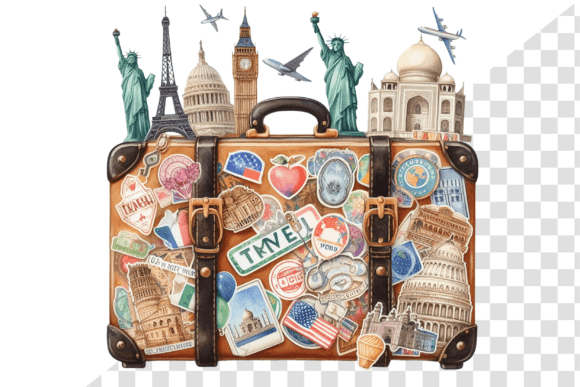 Download TravelSticker Vintage Suitcase Clipart - Travel Collection