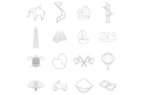 Download Vietnam Travel Icon Set Outline - Travel Collection