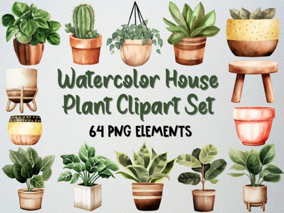 Download Watercolor House Plants Clipart Set - Watercolor house Collection