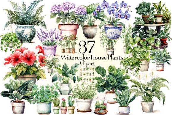 Download Watercolor House Plants Clipart - Watercolor house Collection