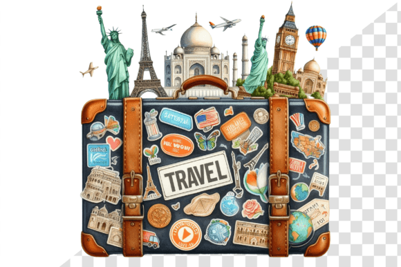 Download TravelSticker Vintage Suitcase Clipart - Travel Collection
