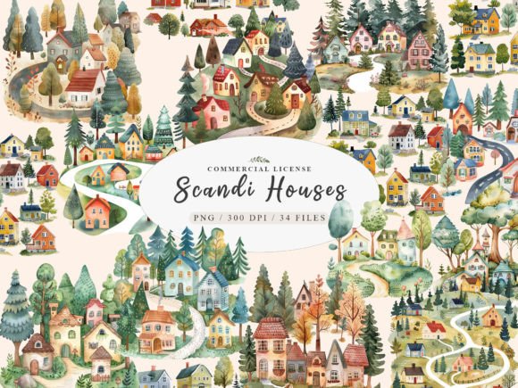 Download Watercolor House Clipart, Nordic House - Watercolor house Collection