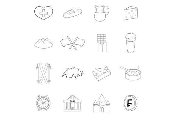 Download Switzerland Travel Icon Set Outline - Travel Collection