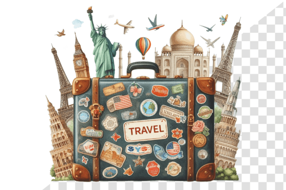 Download TravelSticker Vintage Suitcase Clipart - Travel Collection