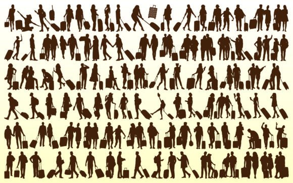 Download Traveling with Suitcase Silhouettes - Travel Collection