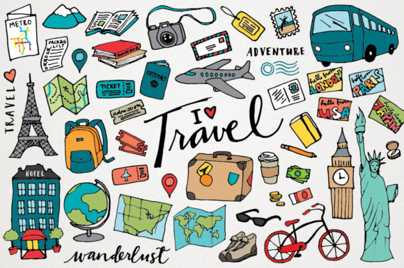 Download Travel Clipart Hand Drawn Illustrations - Travel Collection