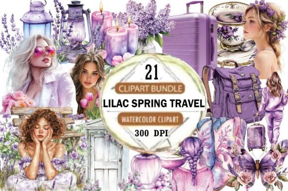 Download Lilac Spring Travel Watercolor Clipart - Travel Collection