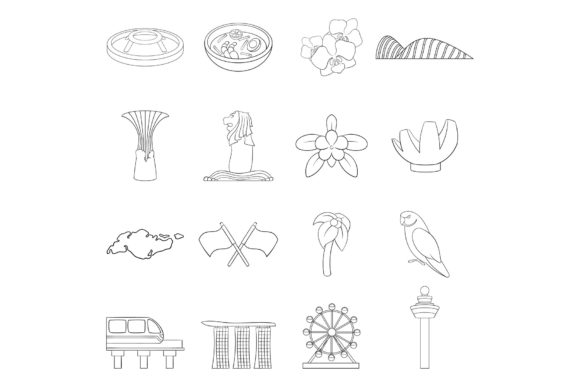 Download Singapore Travel Icon Set Outline - Travel Collection