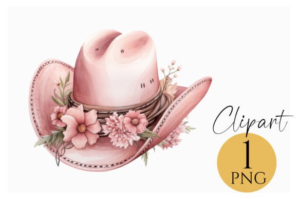 Download Boho Pink Floral Cowboy Hat Clipart PNG - Cowboy hat clipart Collection