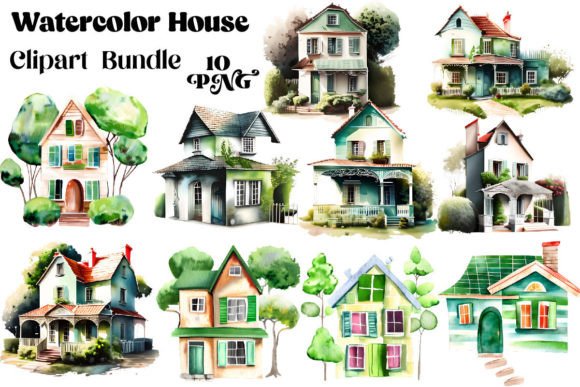 Download Watercolor House Sublimation - Watercolor house Collection