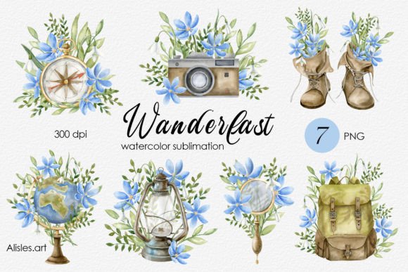 Download Travel Watercolor Sublimation | PNG Set - Travel Collection