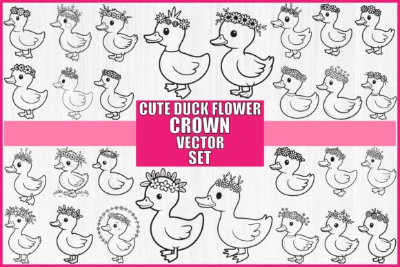 Download Cute Duck Flower Crown Vector Set - Flower crown Collection