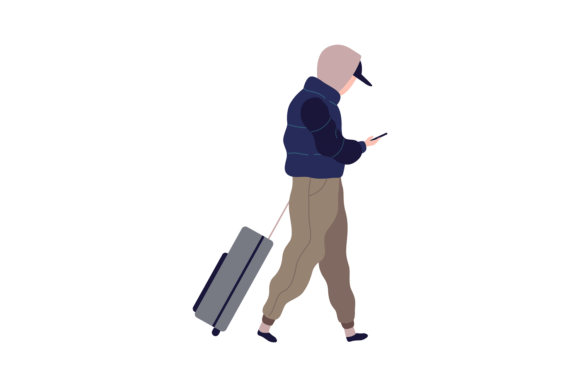 Download Traveling Man with Suitcase. Cartoon Mal - Travel Collection