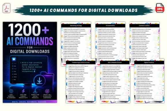 Download 1200+ AI Commands for Digital Downloads - Digital download Collection